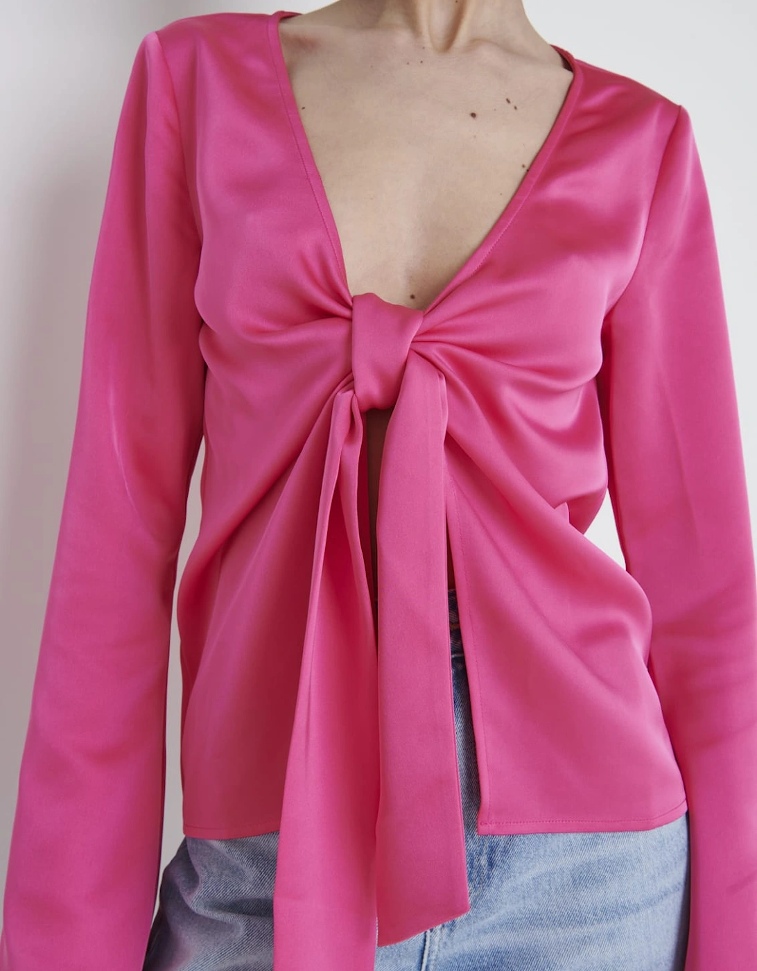 Ashley Tie Drape Top - Fuchsia