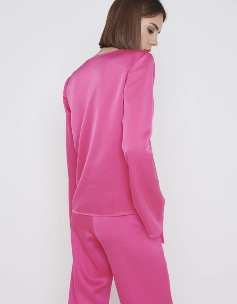 Ashley Tie Drape Top - Fuchsia