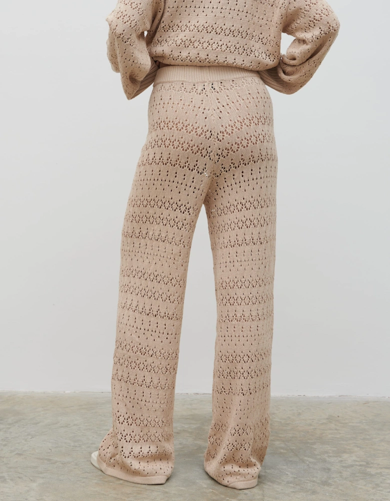 Eda Crotchet Knit Trousers - Oatmeal