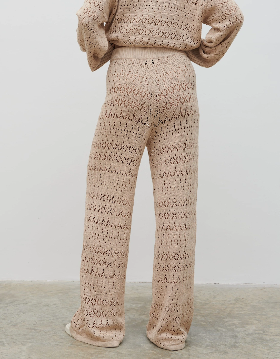 Eda Crotchet Knit Trousers - Oatmeal