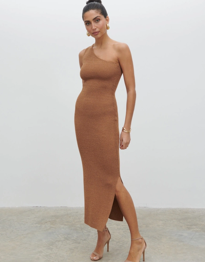 Juno One Shoulder Knit Midaxi Dress - Almond