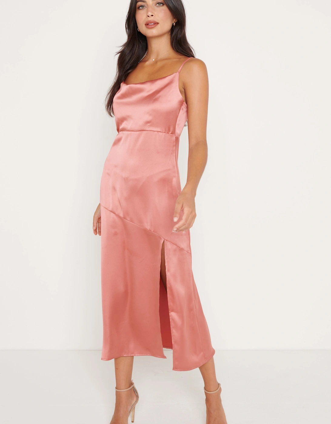 Pretty Lavish Pretty Lavish Women's Keisha Asymmetric Midaxi Dress - Brandy - Pink