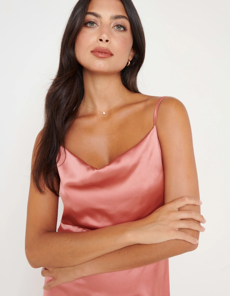 Keisha Asymmetric Midaxi Dress - Brandy
