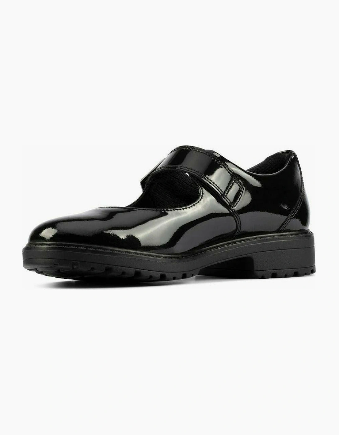 Clarks Loxham Walk Youth Black Patent
