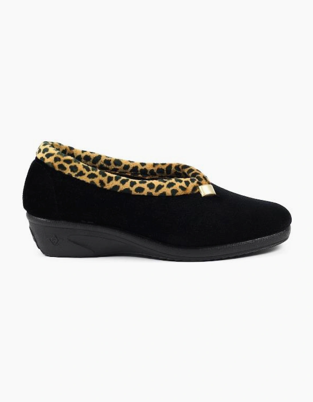Lunar Paloma Black Ocelot Trim Slipper KLA005