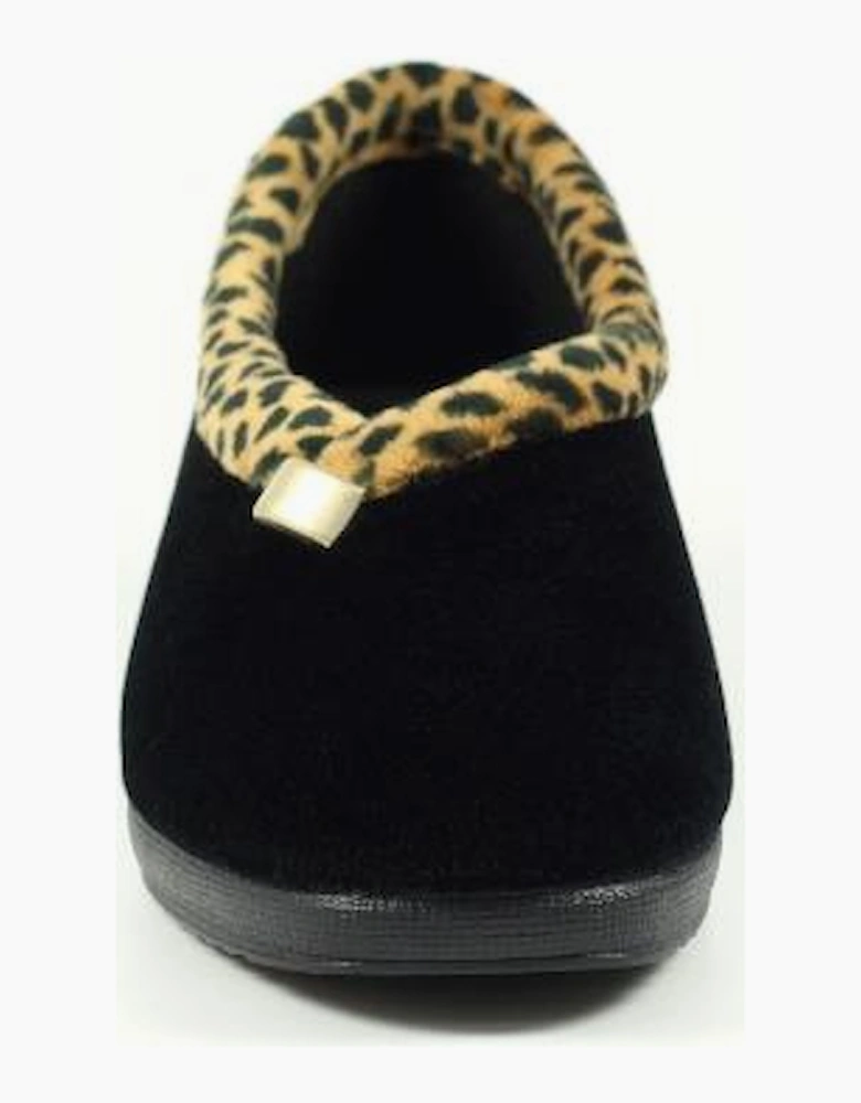 Lunar Paloma Black Ocelot Trim Slipper KLA005