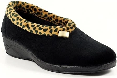 Lunar Paloma Black Ocelot Trim Slipper KLA005