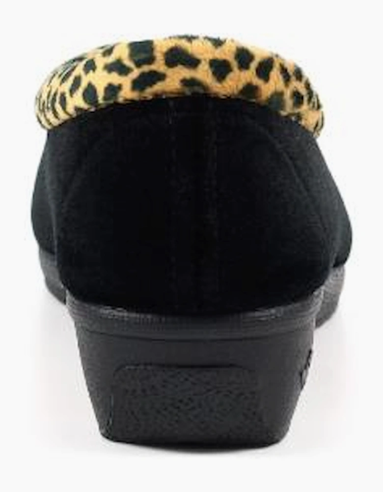 Lunar Paloma Black Ocelot Trim Slipper KLA005