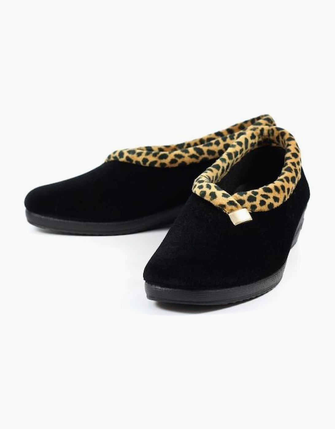 Lunar Paloma Black Ocelot Trim Slipper KLA005
