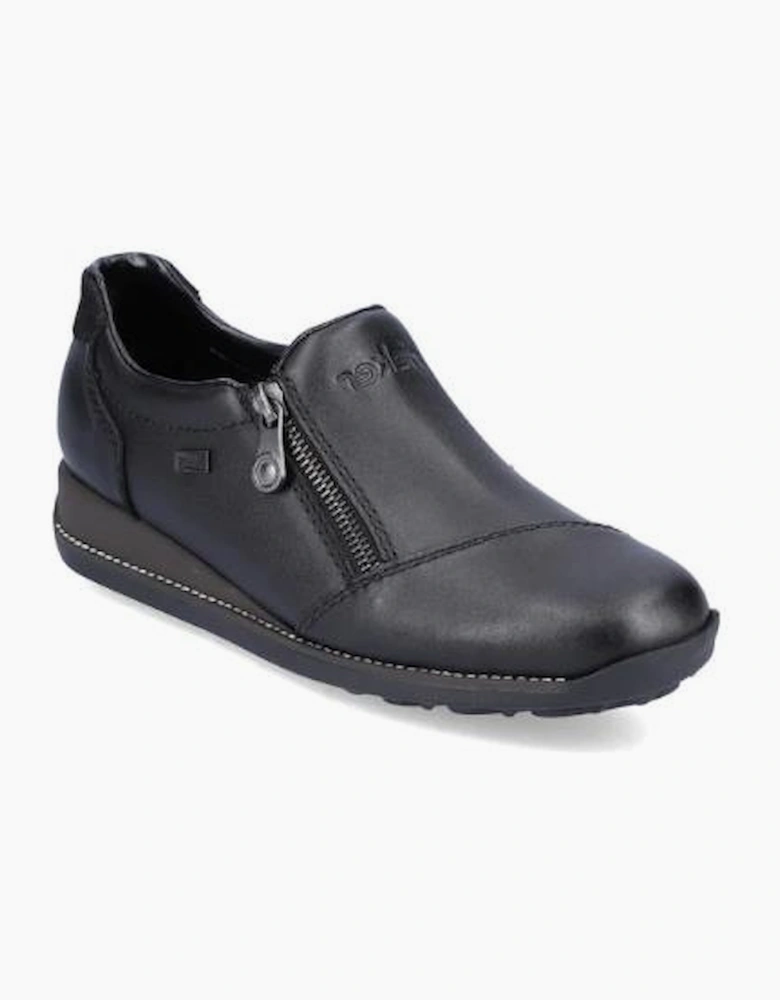 Rieker Ladies Shoes 44265-00 black slip on waterproof shoe