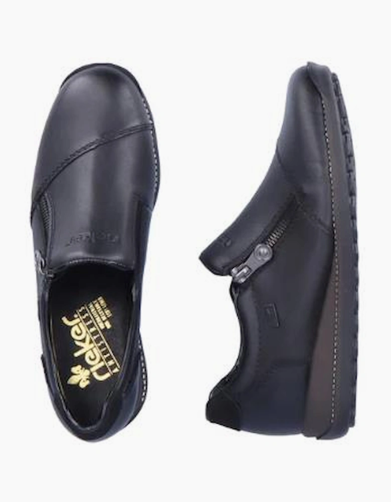 Rieker Ladies Shoes 44265-00 black slip on waterproof shoe
