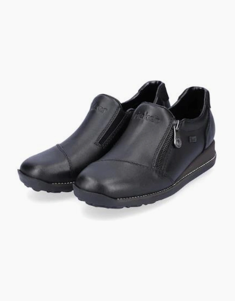 Rieker Ladies Shoes 44265-00 black slip on waterproof shoe
