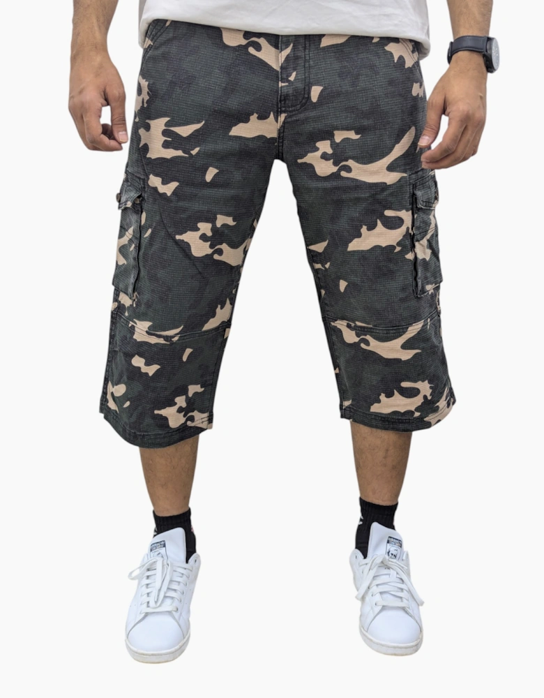 Mens Cargo Shorts Chino Pants Pocket Long Three Quarter