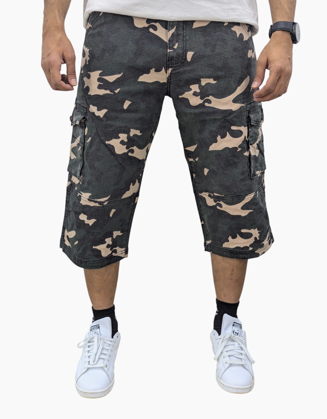 Mens Cargo Shorts Chino Pants Pocket Long Three Quarter