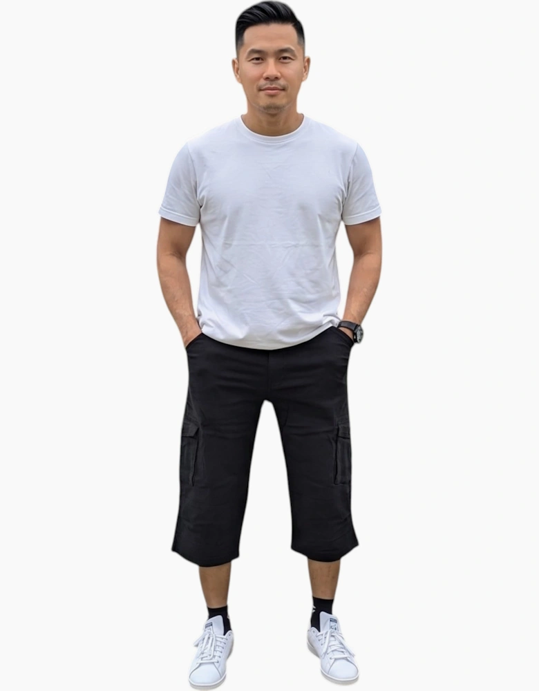 Mens Cargo Shorts Chino Pants Pocket Long Three Quarter
