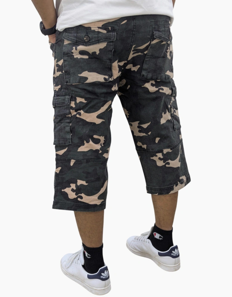 Mens Cargo Shorts Chino Pants Pocket Long Three Quarter
