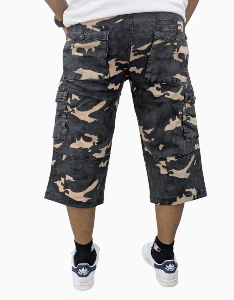 Mens Cargo Shorts Chino Pants Pocket Long Three Quarter