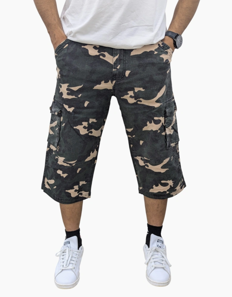 Mens Cargo Shorts Chino Pants Pocket Long Three Quarter