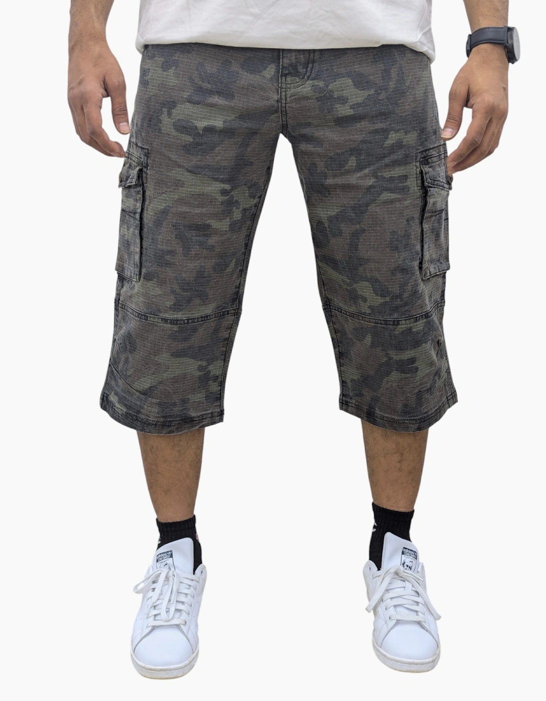 Mens Cargo Shorts Chino Pants Pocket Long Three Quarter
