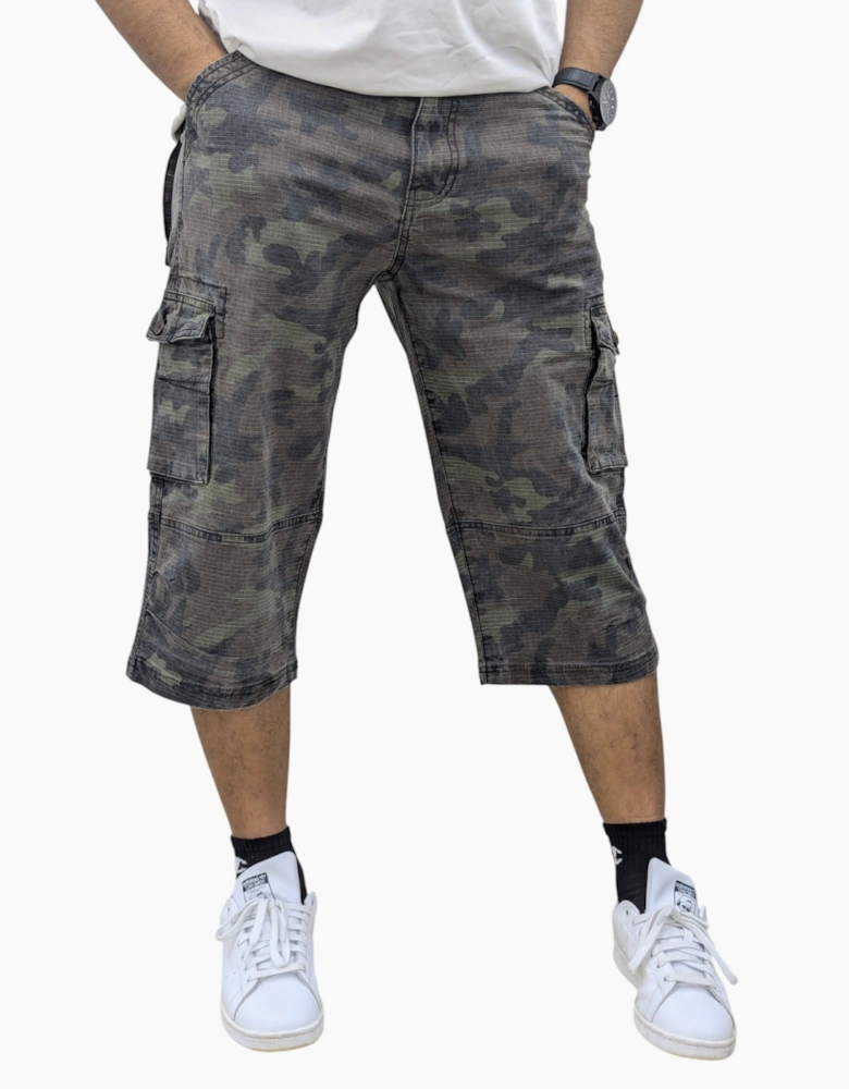 Mens Cargo Shorts Chino Pants Pocket Long Three Quarter
