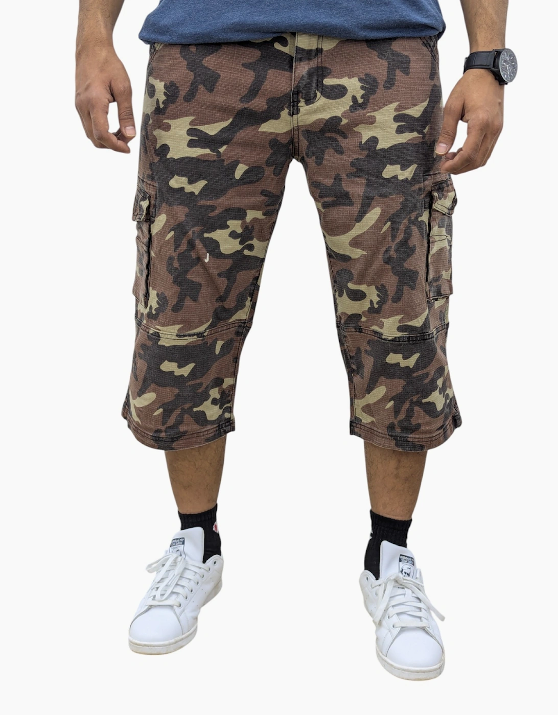 Mens Cargo Shorts Chino Pants Pocket Long Three Quarter