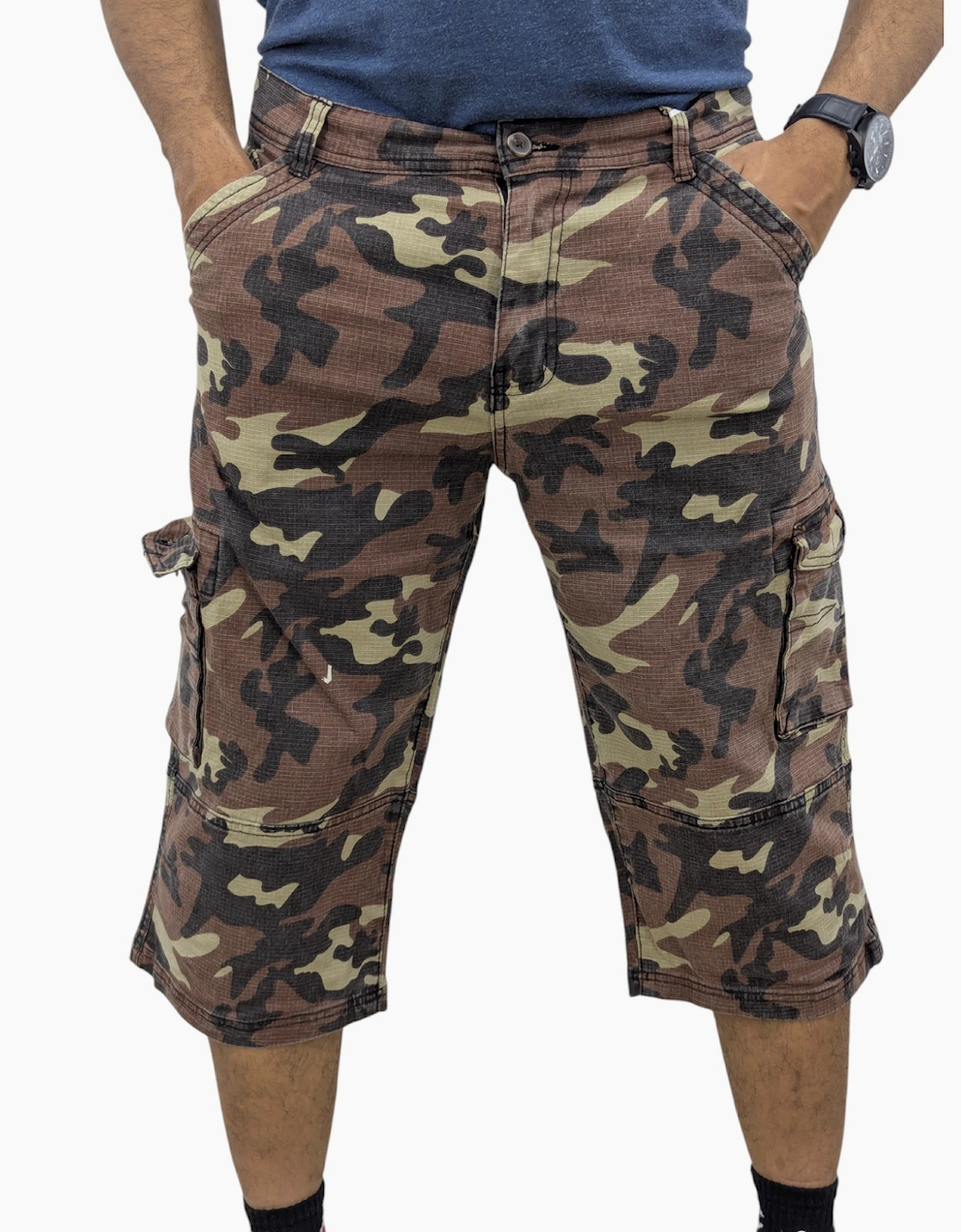Mens Cargo Shorts Chino Pants Pocket Long Three Quarter