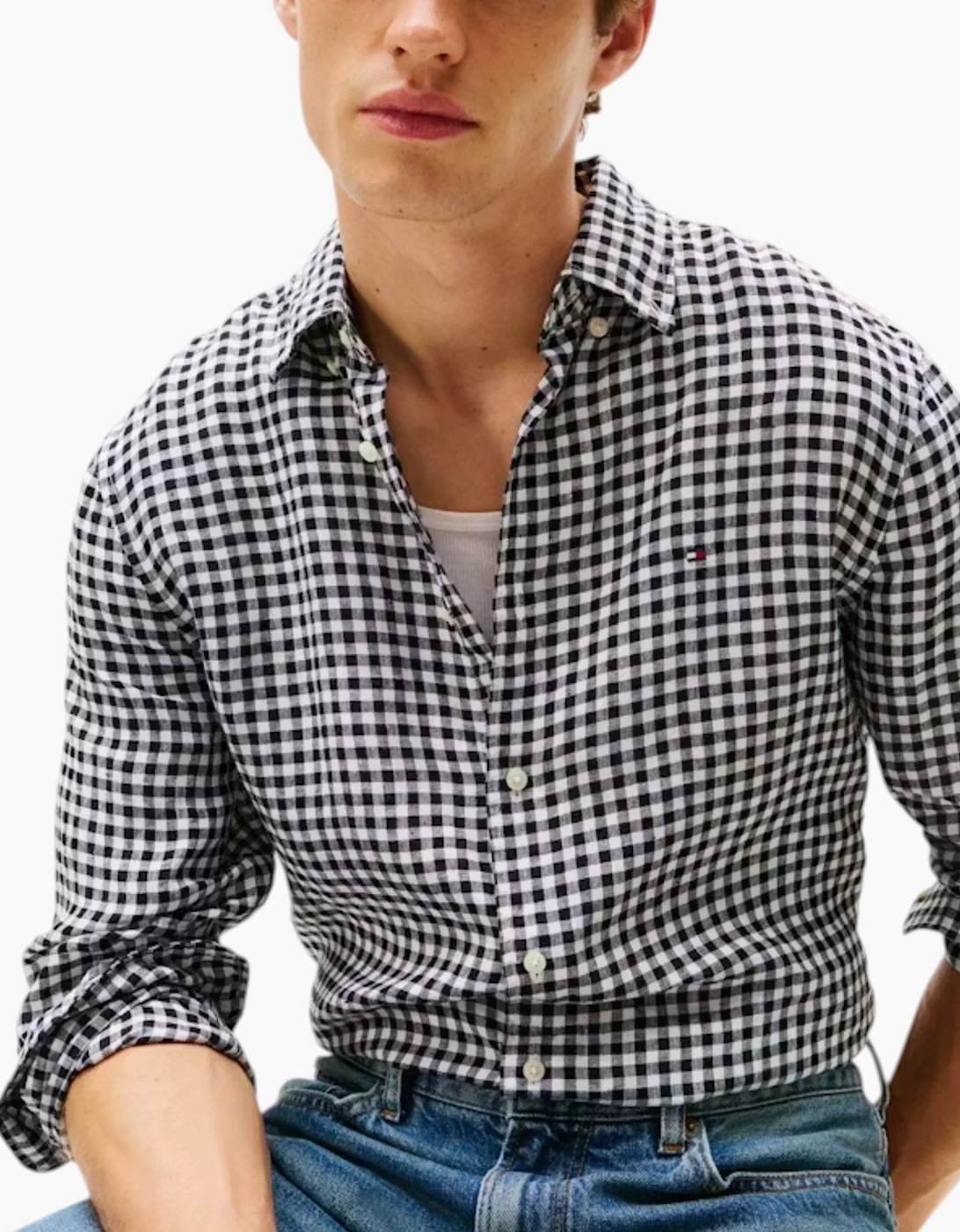 Tommy Hilfiger Mens Oxford Shirts Long Sleeve Cotton Top