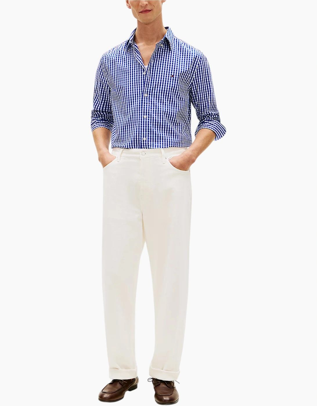 Tommy Hilfiger Mens Oxford Shirts Long Sleeve Cotton Top
