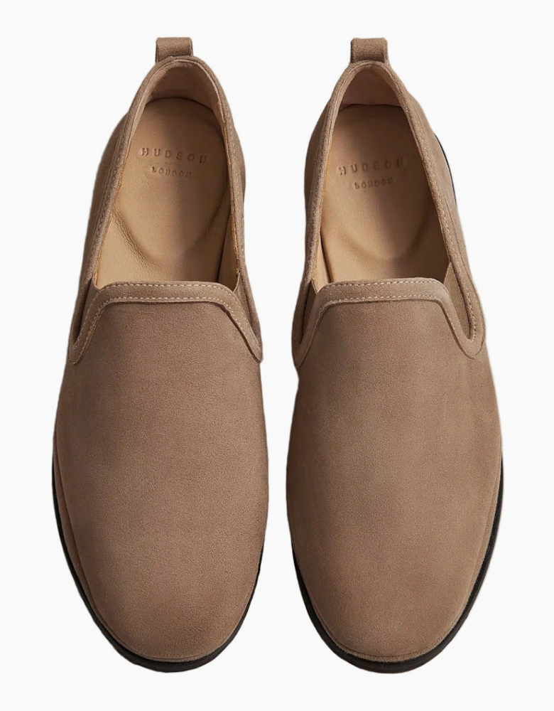 EZRA MENS TAUPE SUEDE LOAFER