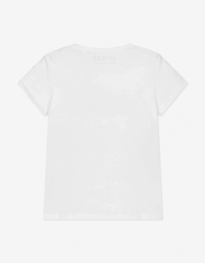 Guess Girls Bear Logo T-Shirt in White