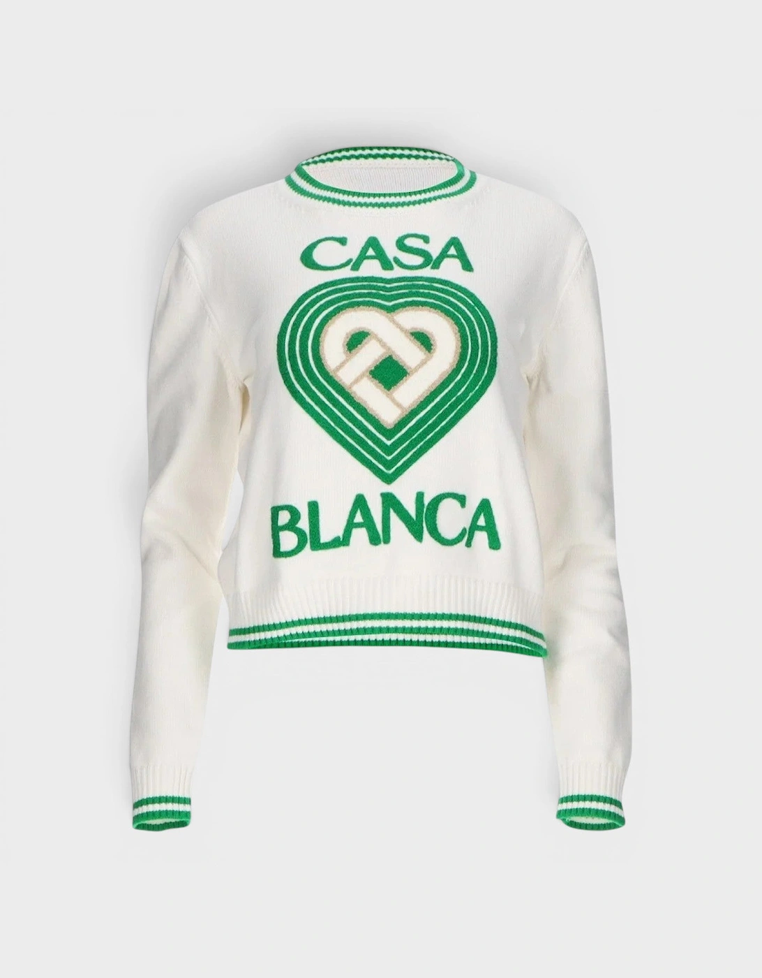 Heart Embroidered Jumper White Green