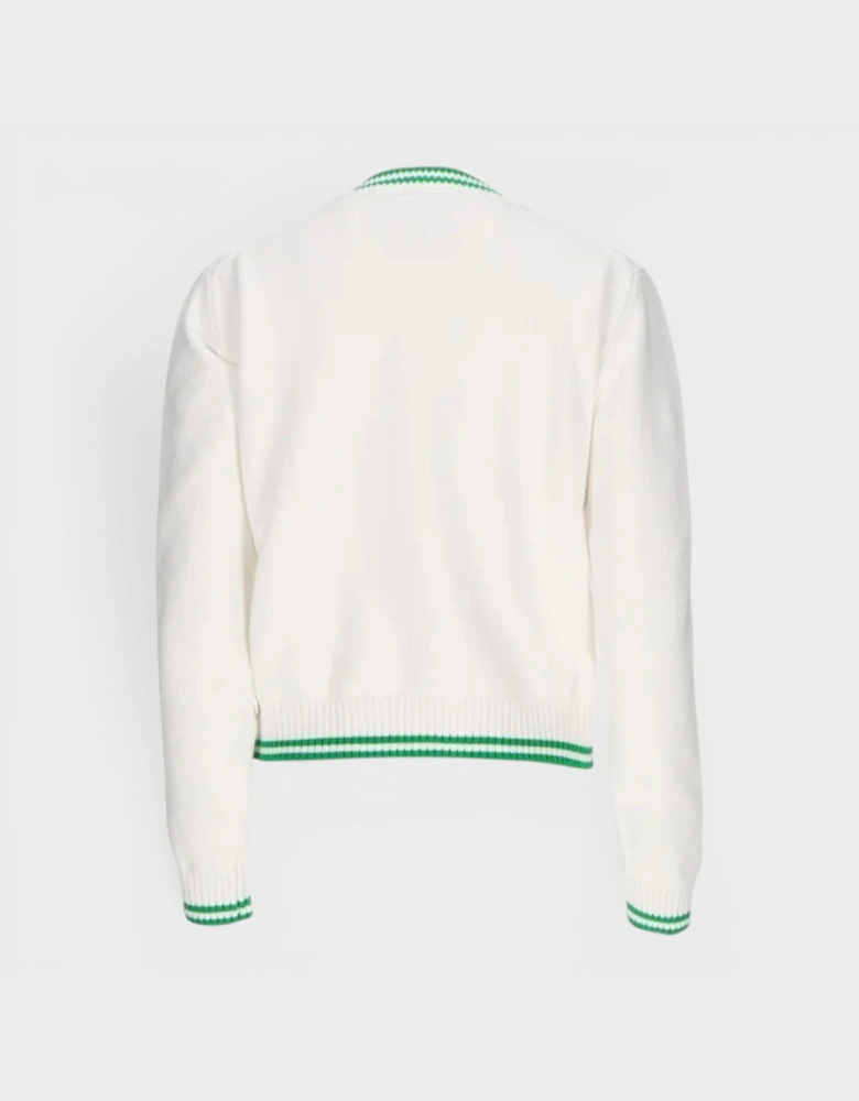 Heart Embroidered Jumper White Green