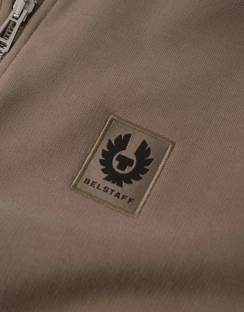 Patch Logo 1/4 Zip Sweatshirt Tan