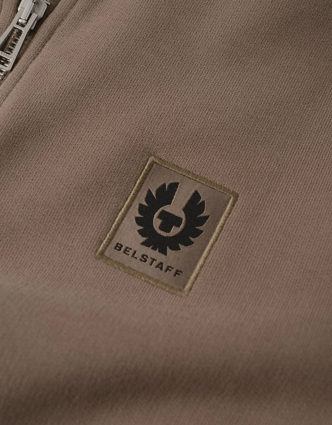 Patch Logo 1/4 Zip Sweatshirt Tan