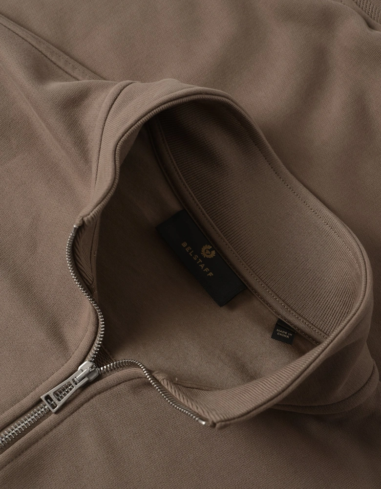 Patch Logo 1/4 Zip Sweatshirt Tan