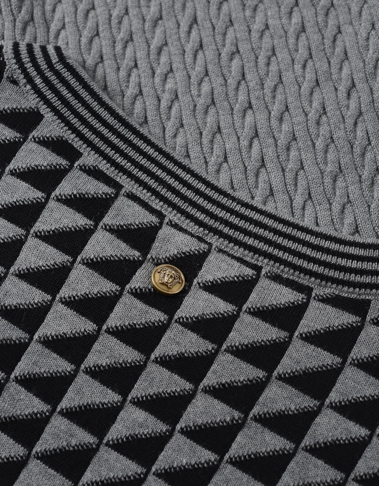 Knit Geometric Jacquard Sweater Grey