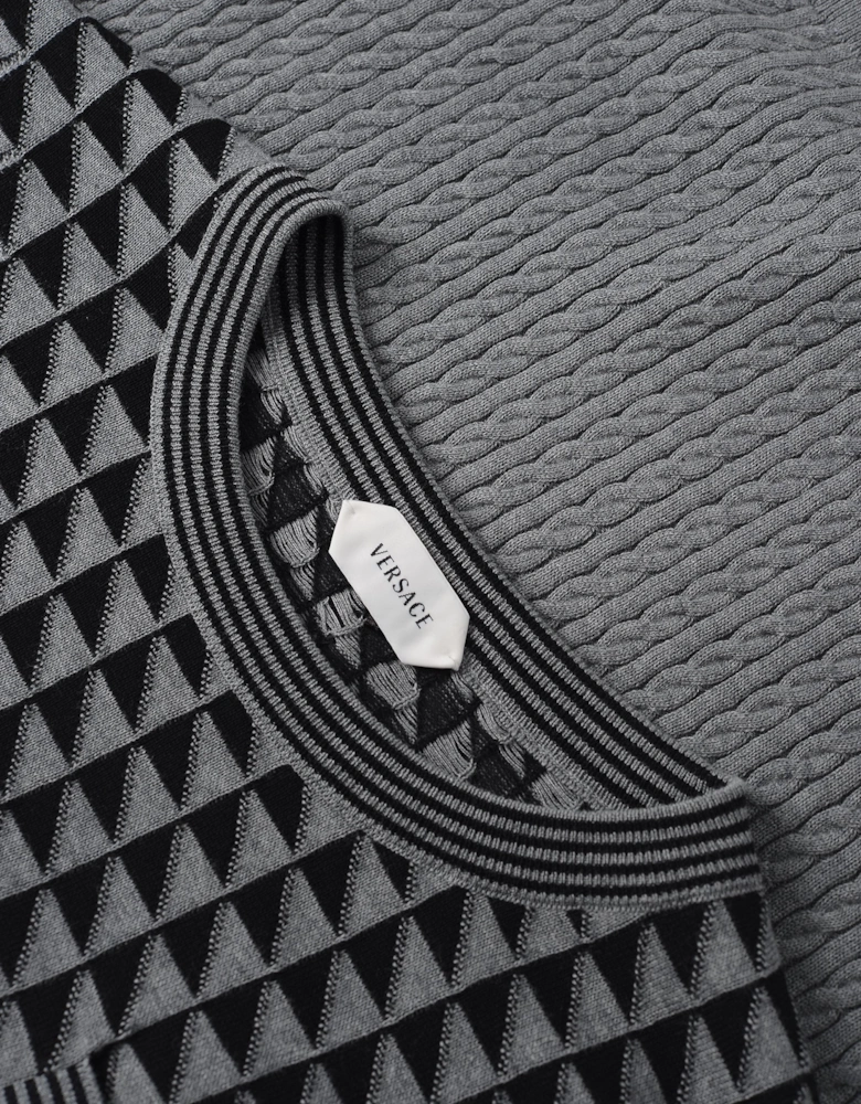 Knit Geometric Jacquard Sweater Grey