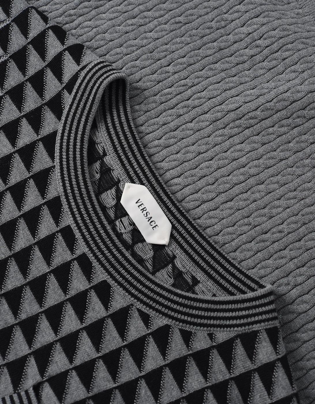 Knit Geometric Jacquard Sweater Grey