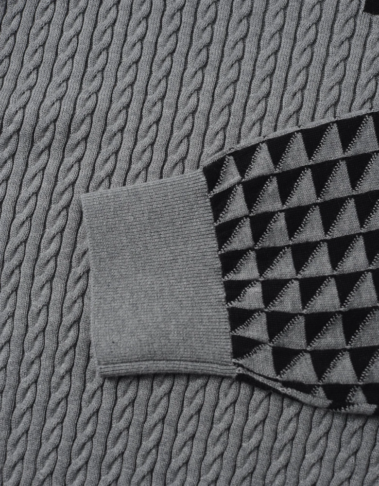 Knit Geometric Jacquard Sweater Grey