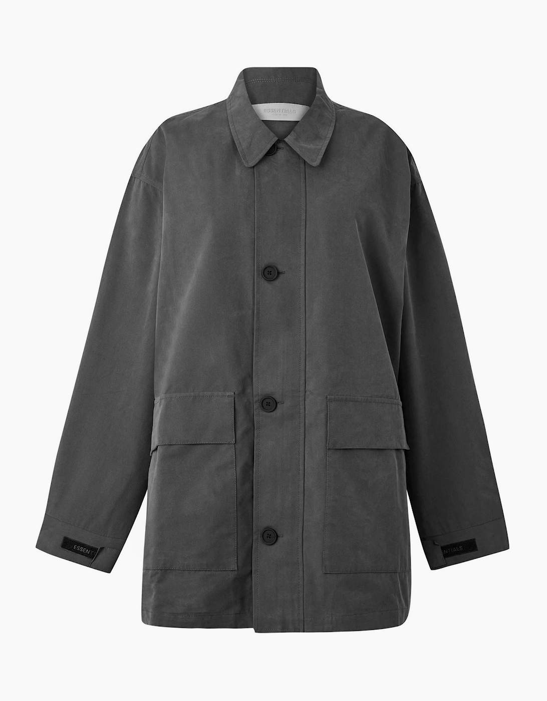 Solid Patterned Coach Jacket with Button Placket