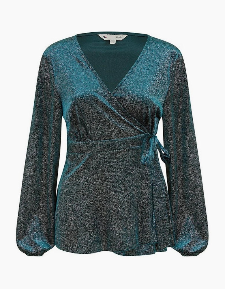 Sparkle Velvet Wrap Blouse