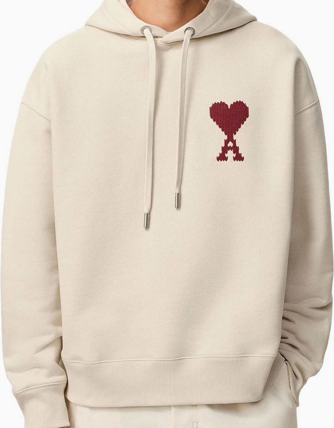 Men's Ami White Moonlight Cotton 'AMI DE COEUR' Heavy Loopback Hoodie