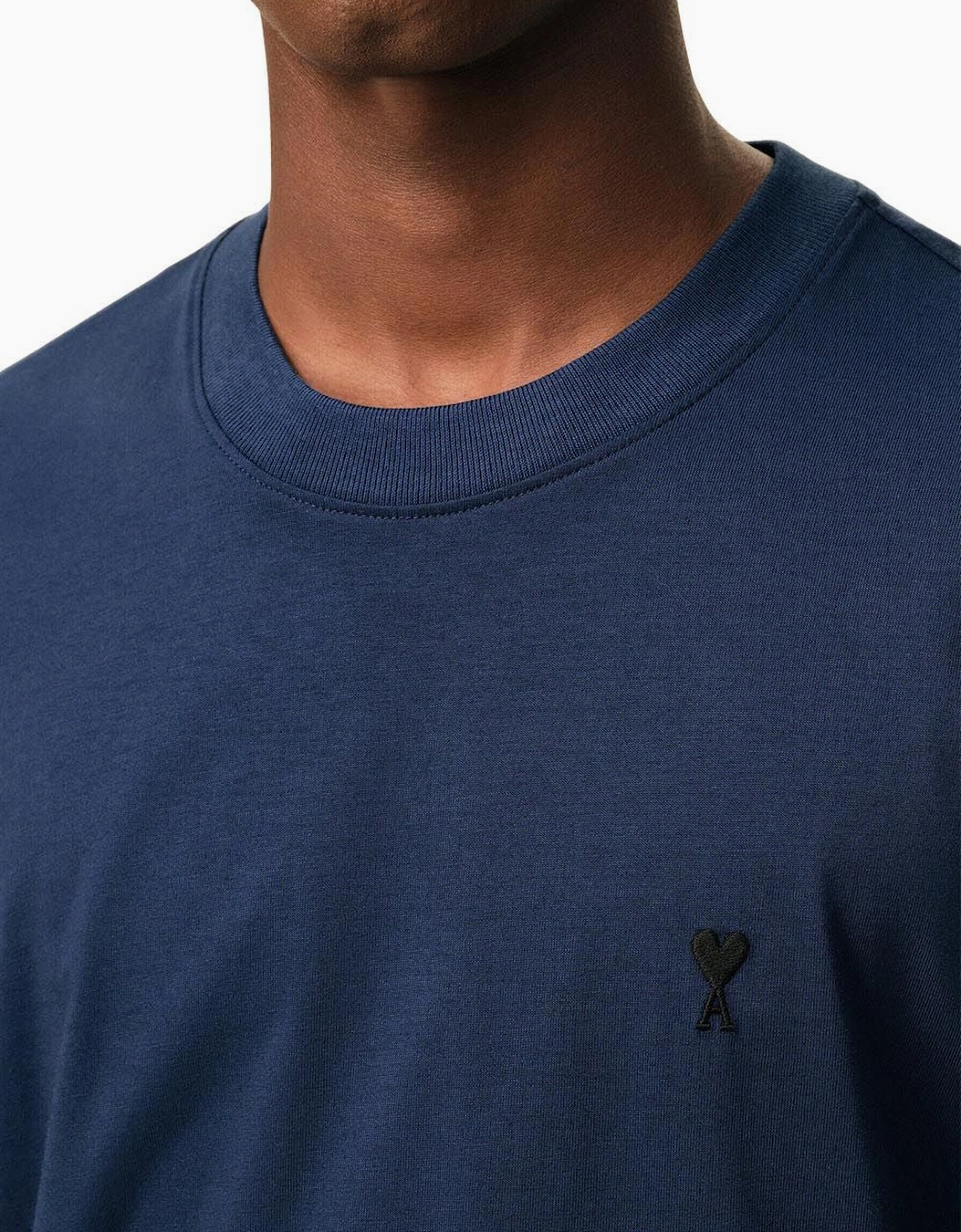 Mens AMI INK Blue 'Ami De Coeur' Light Cotton T-Shirt