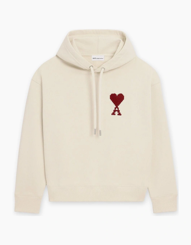 Men's Ami White Moonlight Cotton 'AMI DE COEUR' Heavy Loopback Hoodie
