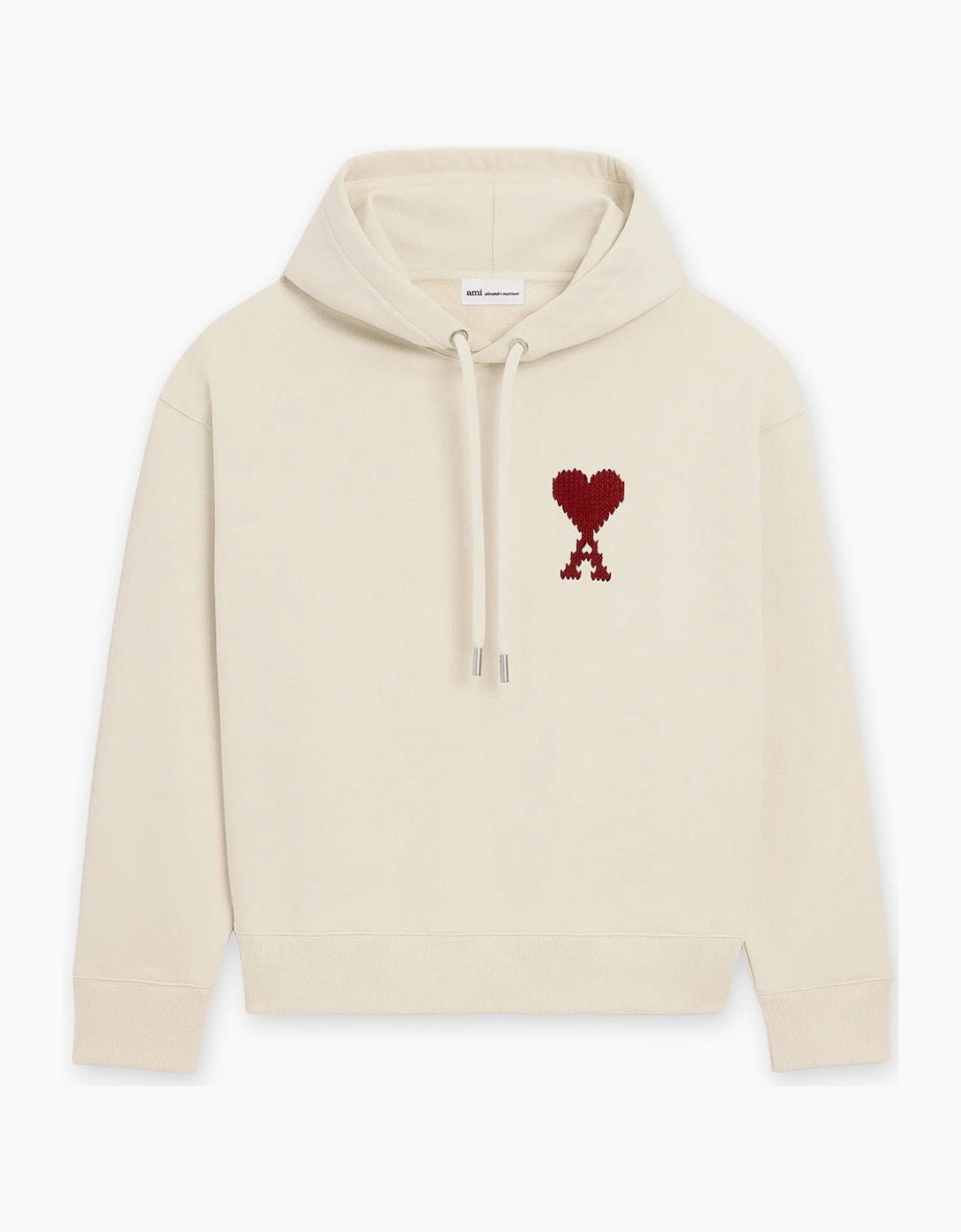 AMI Paris Men's Men's Ami White Moonlight Cotton 'AMI DE COEUR' Heavy Loopback Hoodie - Cream