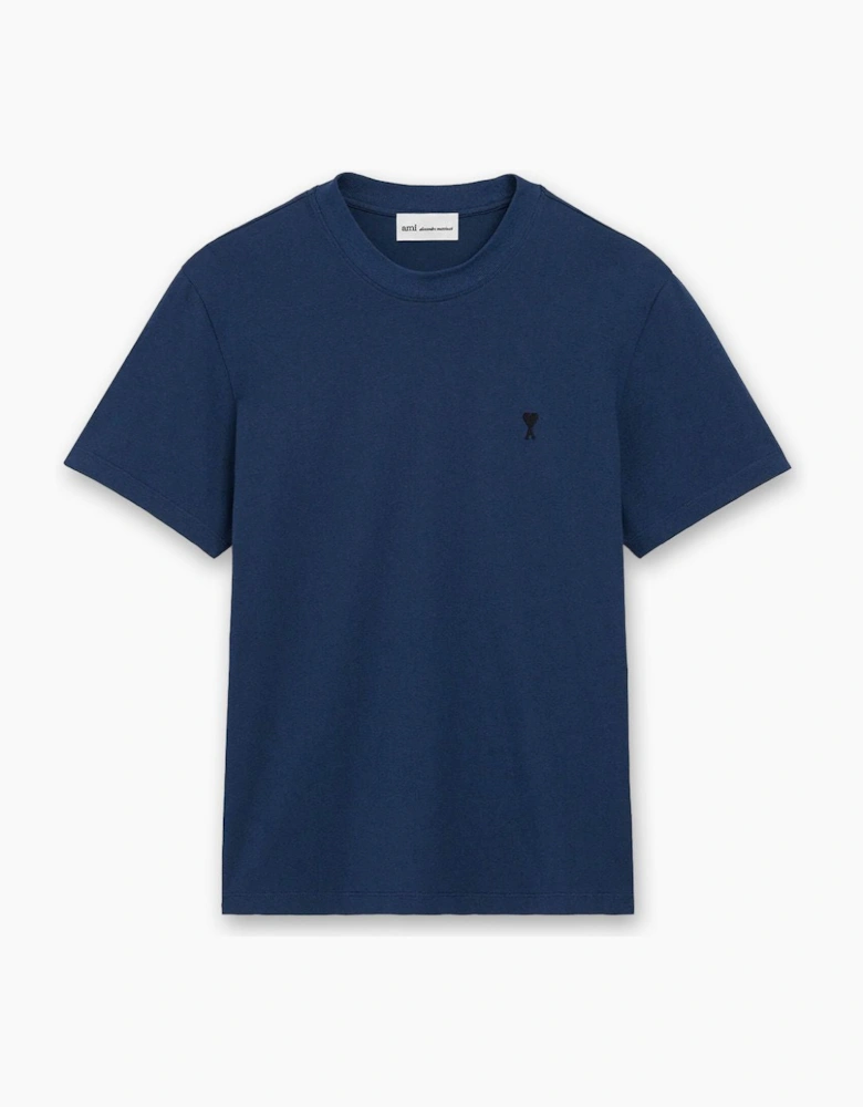 Mens AMI INK Blue 'Ami De Coeur' Light Cotton T-Shirt