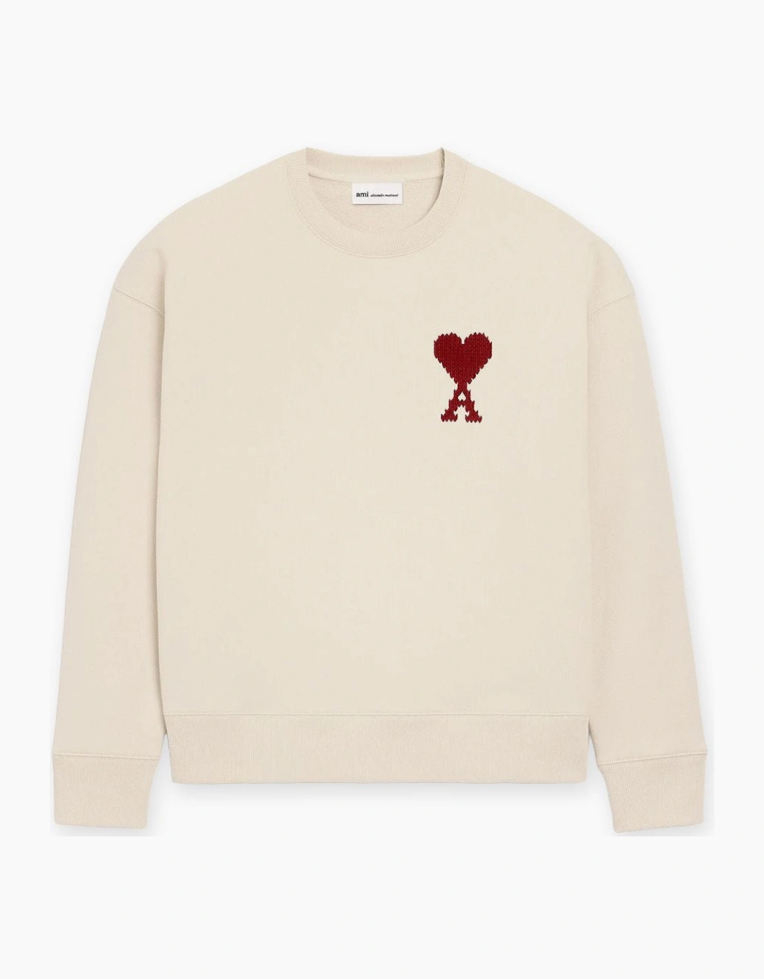 AMI Paris Men's Men's Ami White Moonlight Cotton 'AMI DE COEUR' Heavy Loopback Sweatshirt - Cream