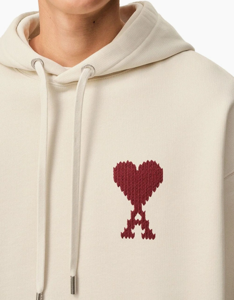 Men's Ami White Moonlight Cotton 'AMI DE COEUR' Heavy Loopback Hoodie