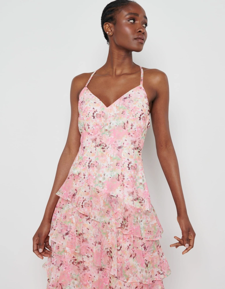 Hettie Asymmetric Ruffle Dress - Floral