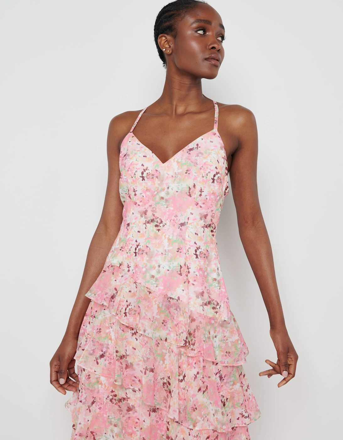 Hettie Asymmetric Ruffle Dress - Floral
